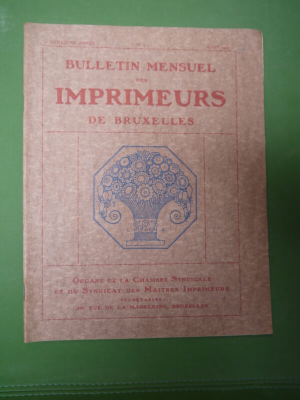 Bulletin mensuel des imprimeurs de Bruxelles, divers, Syndicat des maîtres imprimeurs, 1913