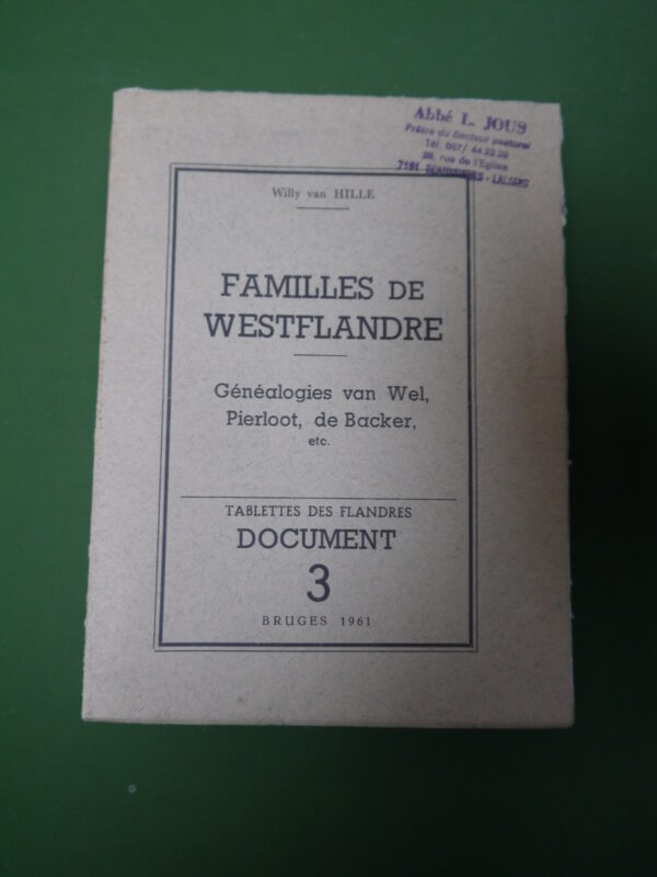 Familles de Westflandre, Willy van Hille, Tablettes des Flandres, 1961